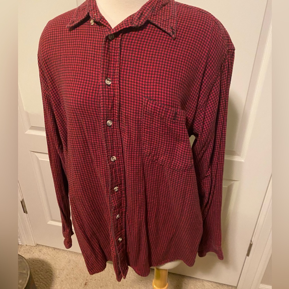 Northwest Blue Flannel Long Sleeve Button Shirt Mens Size LT Red Black
